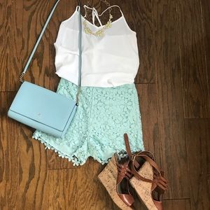 Lace detailed high waisted shorts